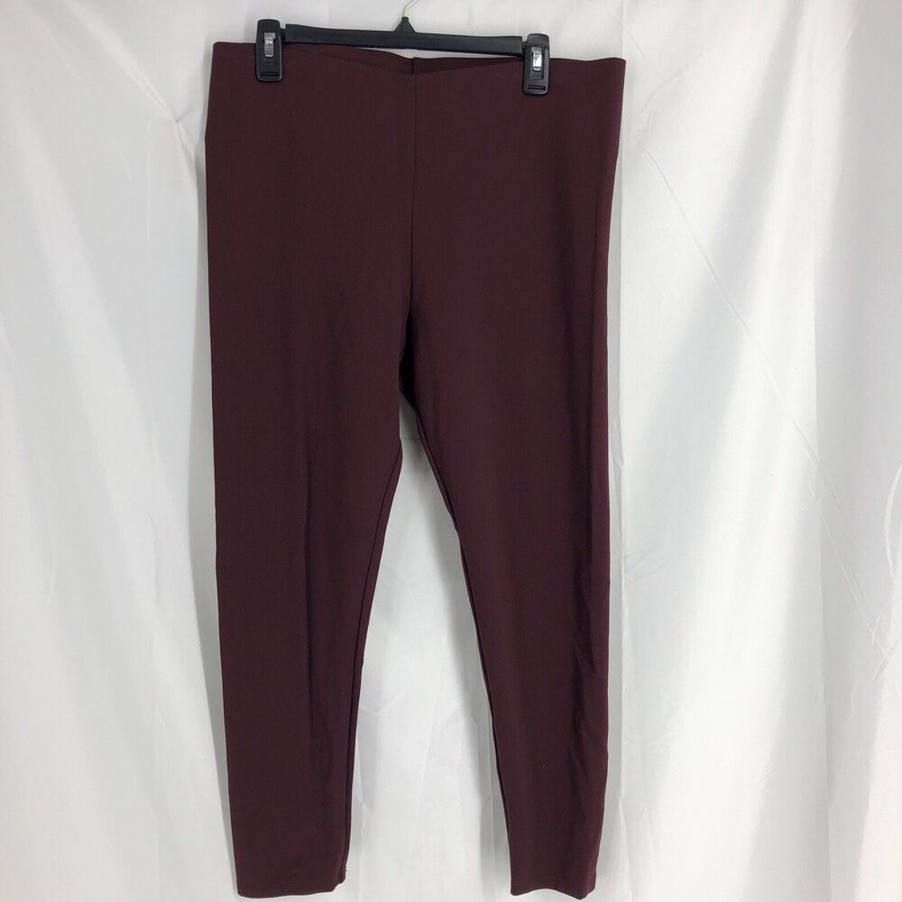 LOFT Chevron Ponte Leggings Womens Large Maroon Ankle Length High Waist
